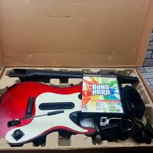 Playstation 2 & PS3 Band Hero Bundle Red Wireless Guitar,Dongle, and Game